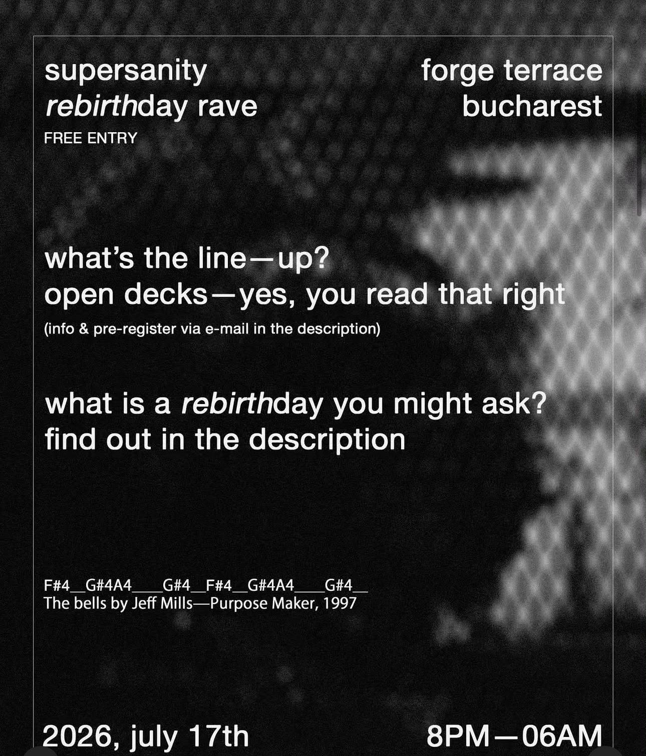 Flyer Supersanity rebirthday rave
